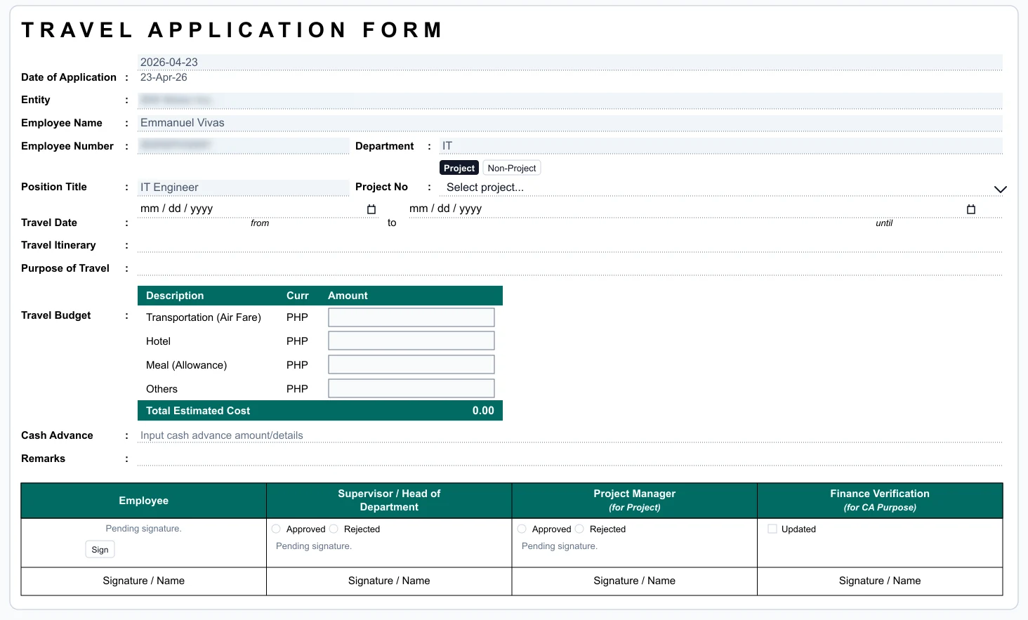 Travel Approval & Expense Claims System